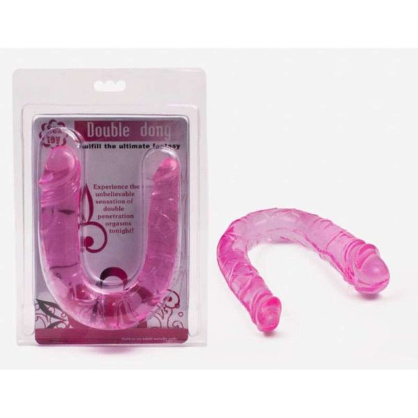 Dildo "Double Dong", dvostrani, rozi