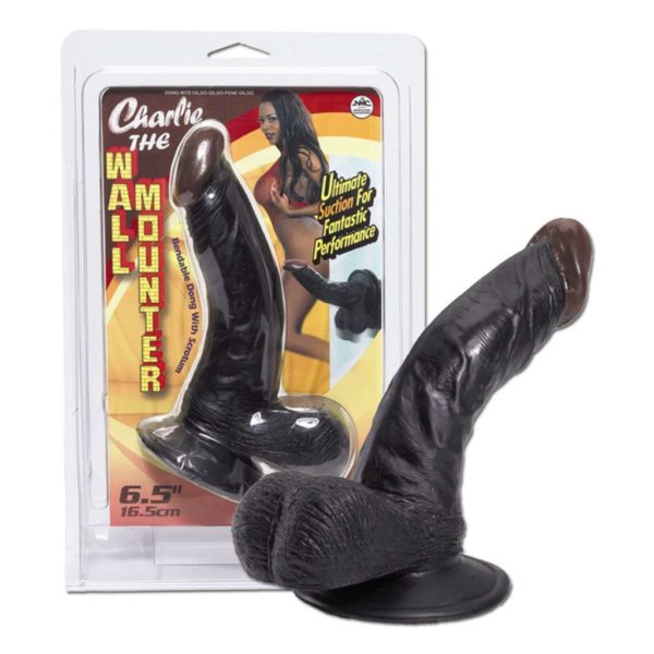 Dildo "Charlie The Wall Mounter", crni, 16,5 cm