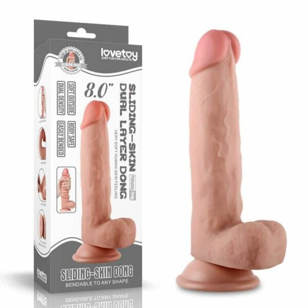 Dildo Lovetoy "Sliding Skin Dual Layer", 8 inča