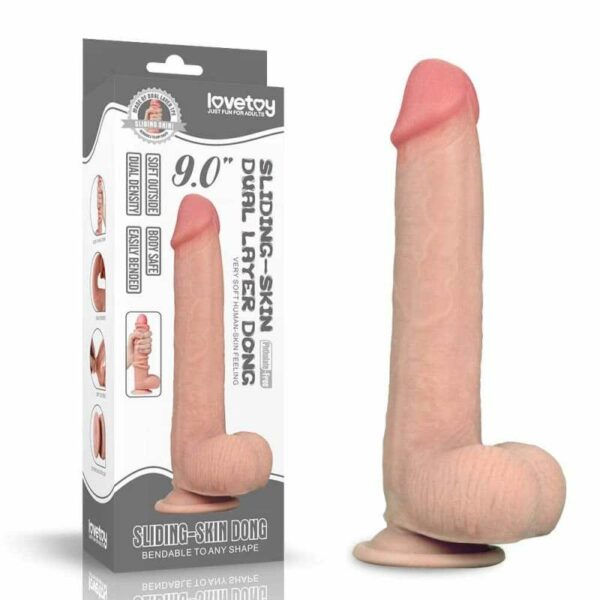 Dildo LoveToy "Sliding-Skin Dual Layer Dong", 23 cm