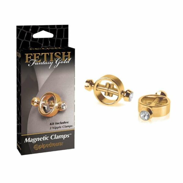 Štipaljke za bradavice Pipedream Fetish Fantasy Gold "Magnetic Nipple Clamps"