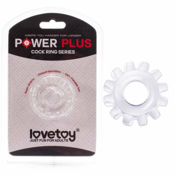 Erekcijski prsten Lovetoy "Power Plus Cockring", prozirni