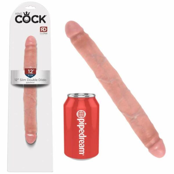 Dupli dildo Pipedream King Cock "12 Inch Slim", boje kože