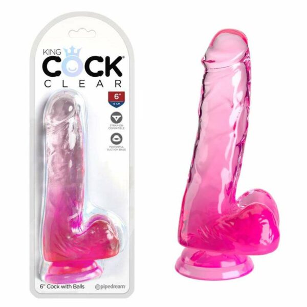 Dildo Pipedream King Kong "6 Inch Clear Cock with Balls", roza